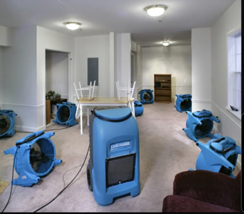 Air movers and dehumidifier setup for Water Extraction & Removal in Ephrata